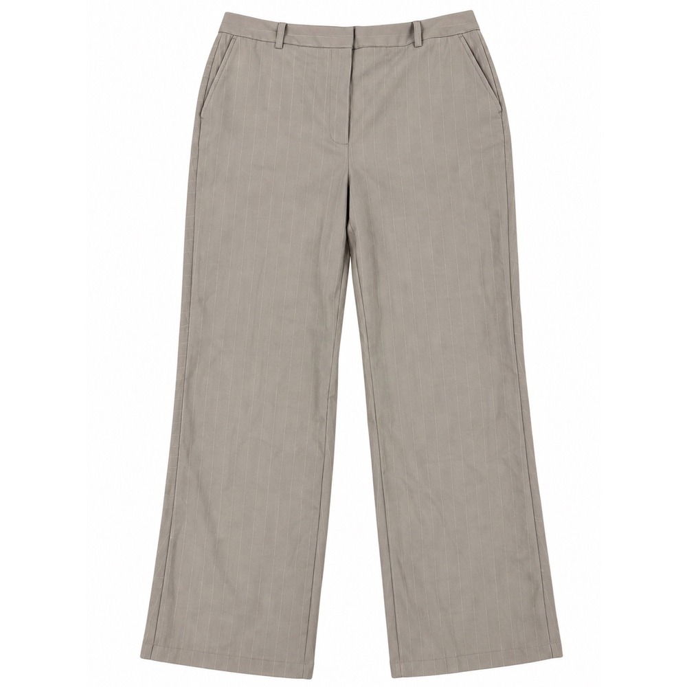 Worthington Taupe White Pinstripe Modern Perfect Trouser Bootcut Pants 18W EUC